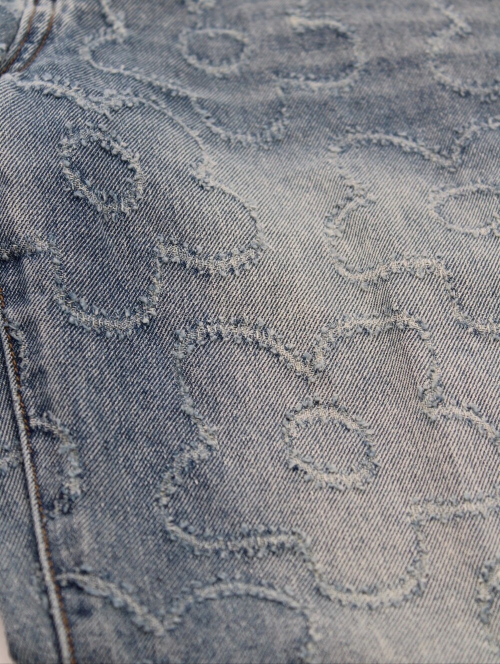 Fashion Nova Flower Power Jacquard Wide Leg Jeans Size 3 - Picture 6 of 8
